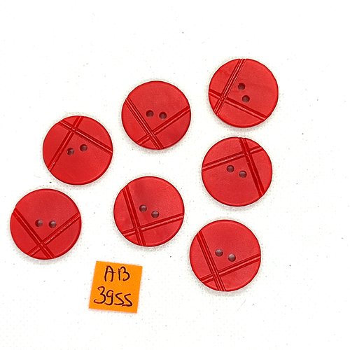 7 boutons en résine rouge - 21mm - ab3955