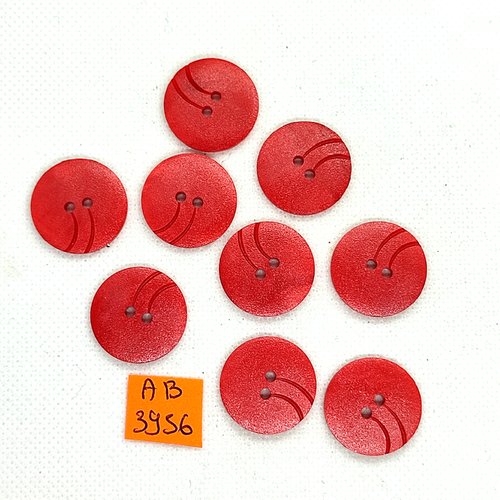 9 boutons en résine rouge - 21mm - ab3956