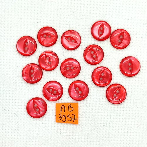 15 boutons en résine rouge - 14mm - ab3957