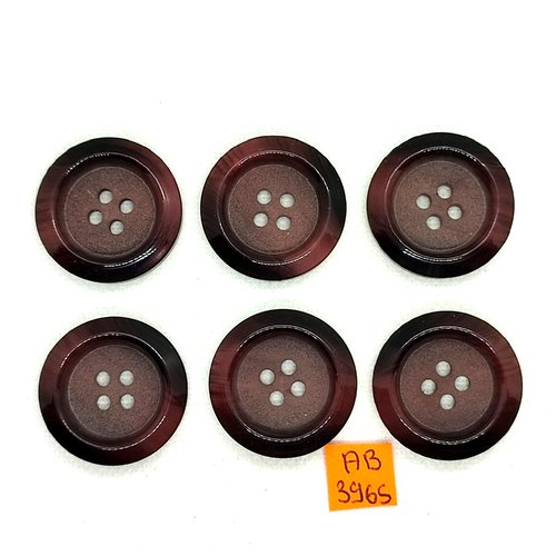 6 boutons en résine marron - 30mm - ab3965