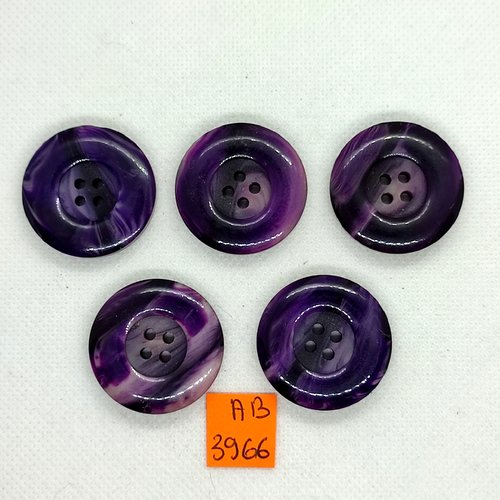 5 boutons en résine violet dégradé - 30mm - ab3966