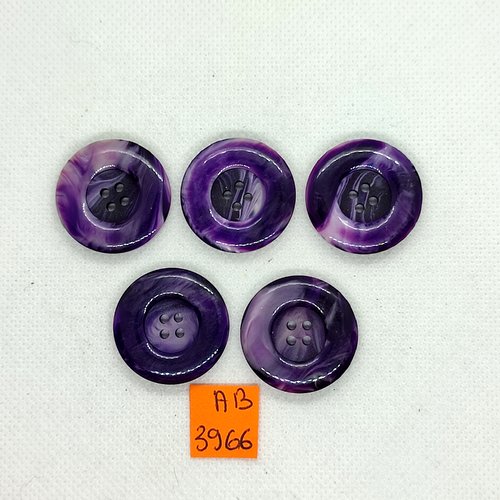 5 boutons en résine violet dégradé - 27mm - ab3966