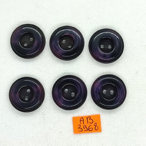 6 boutons en résine violet - 23mm - ab3968