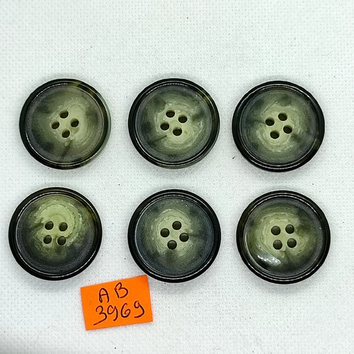 6 boutons en résine vert - 28mm - ab3969