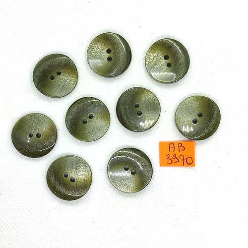 9 boutons en résine vert - 23mm - ab3970