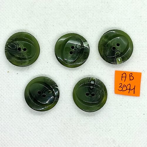 5 boutons en résine vert - 22mm - ab3971
