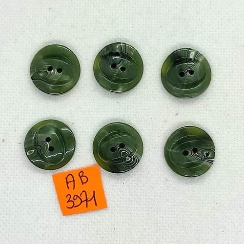 6 boutons en résine vert - 18mm - ab3971