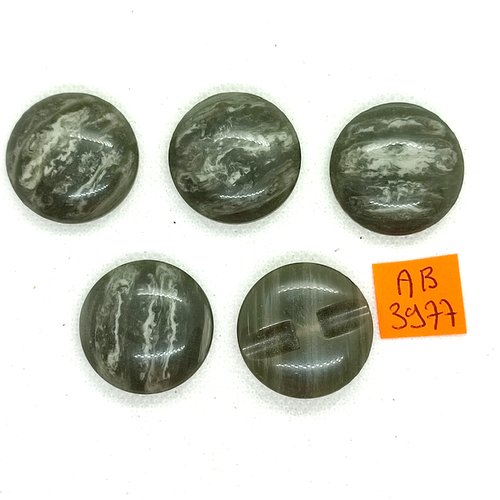 5 boutons en résine vert/gris - 28mm - ab3977