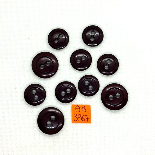 10 boutons en résine violet - 21mm et 17mm - ab3967