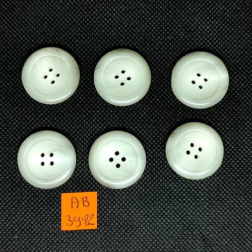 6 boutons en résine ivoire - 25mm - ab3982