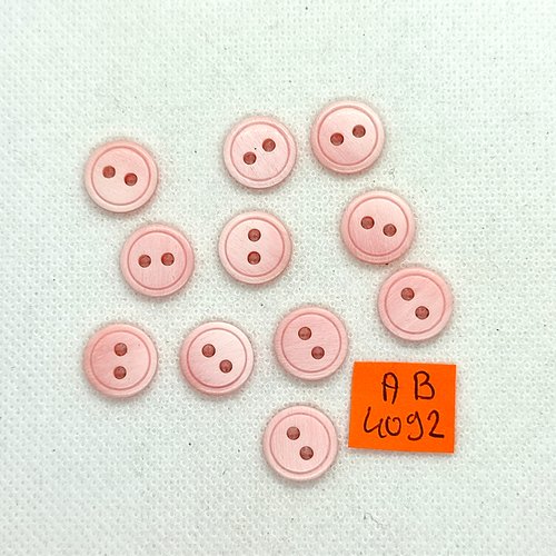 11 boutons en résine rose - 12mm - ab4092