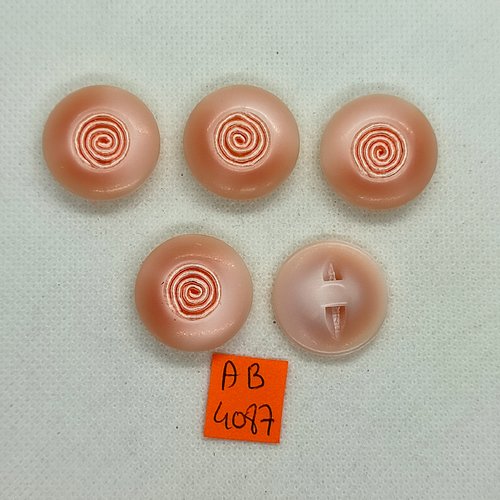 5 boutons en résine rose - 23mm - ab4087