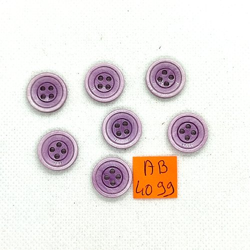 7 boutons en résine mauve - 15mm - ab4099