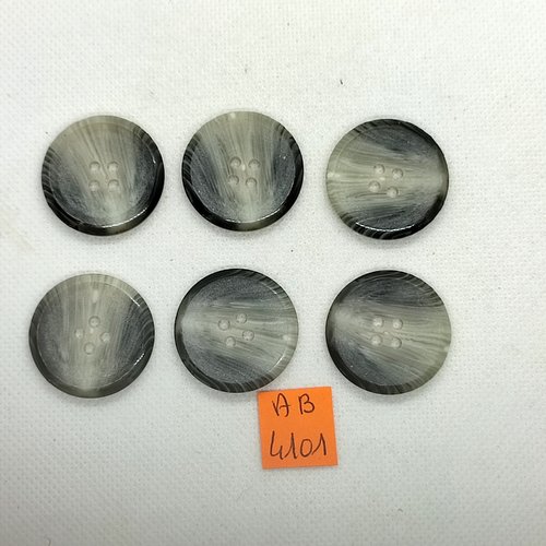 6 boutons en résine gris - 28mm - ab4101