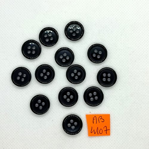 13 boutons en résine noir - 15mm - ab4107