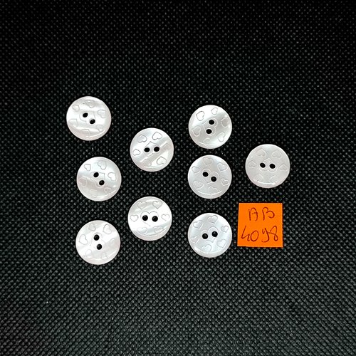 9 boutons en résine rose pale - (petits coeurs) - 15mm - ab4098