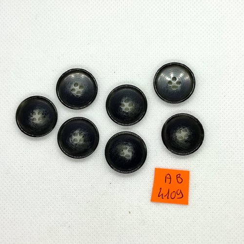7 boutons en résine gris et noir - 20mm - ab4109