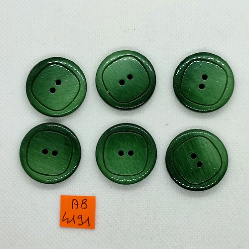 6 boutons en résine vert - 27mm - ab4191