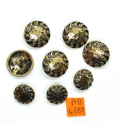 8 boutons en métal doré - vintage - 23mm et 18mm - ab4189