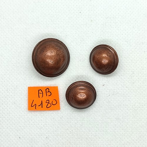 3 boutons en métal cuivre - 23mm et 18mm - ab4180