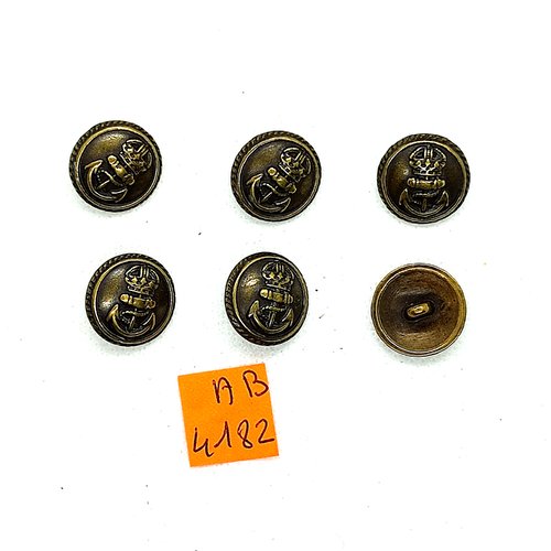 6 boutons en métal bronze - une ancre - 17mm - ab4182