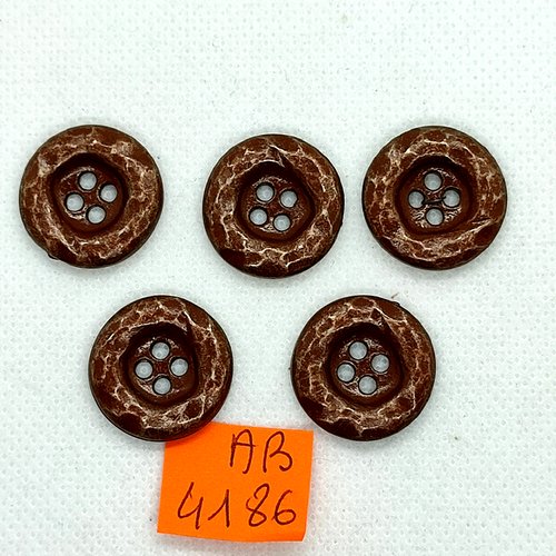 5 boutons en métal doré et marron - 20mm - ab4186