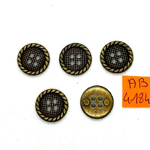 5 boutons en métal doré - 18mm - ab4184