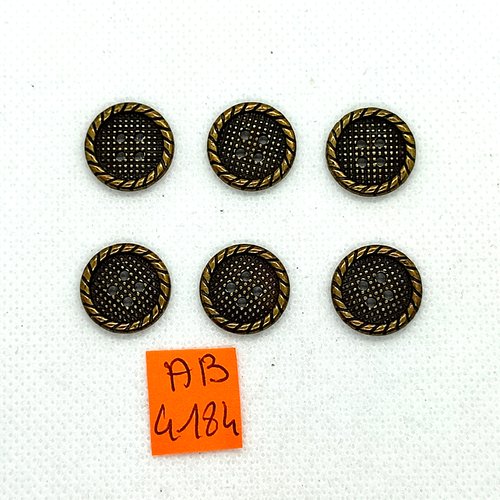6 boutons en métal doré - 15mm - ab4184