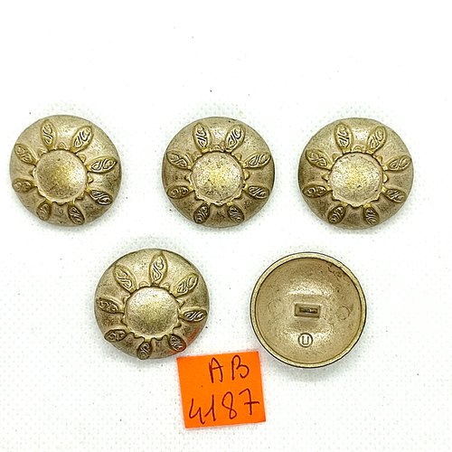 5 boutons en métal argenté - 25mm - ab4187