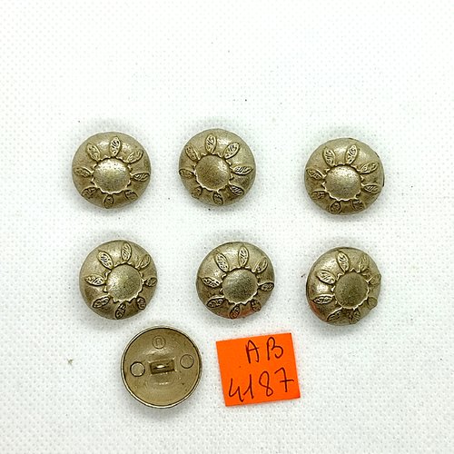 7 boutons en métal argenté - 19mm - ab4187