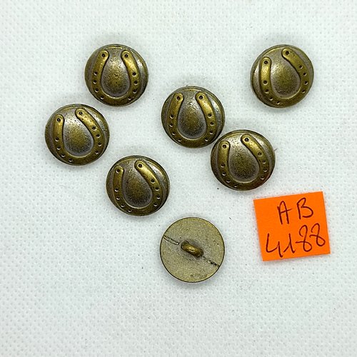 7 boutons en métal argenté et doré - fer à cheval - 16mm - ab4188