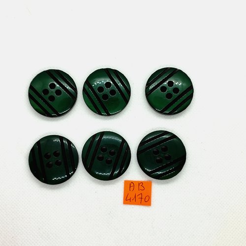 6 boutons en résine vert et noir - 31mm - ab4170