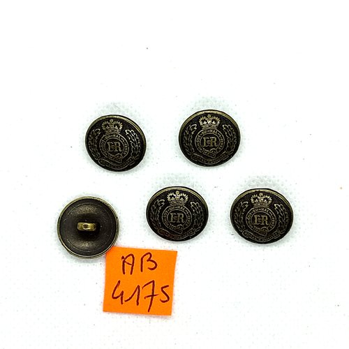 5 boutons en métal bronze - 15mm - ab4175