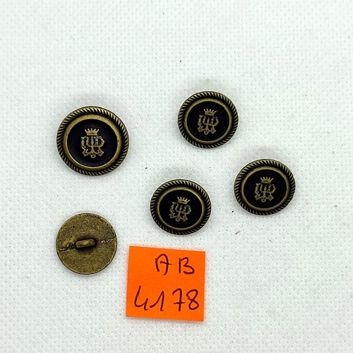 5 boutons en métal bronze - 18mm et 15mm - ab4178