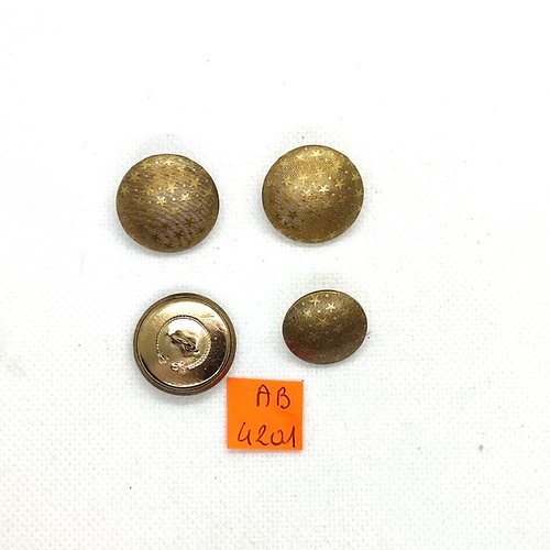 4 boutons en métal doré - 22mm et 18mm - ab4201