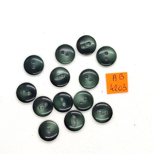 13 boutons en résine vert - 15mm - ab4203