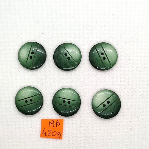 6 boutons en résine vert - 21mm - ab4209
