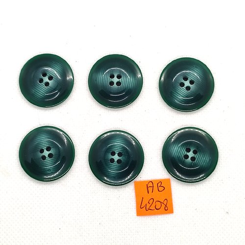 6 boutons en résine vert - 25mm - ab4208