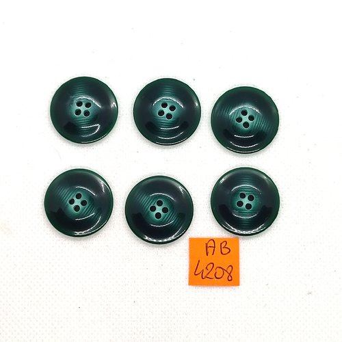 6 boutons en résine vert - 23mm - ab4208