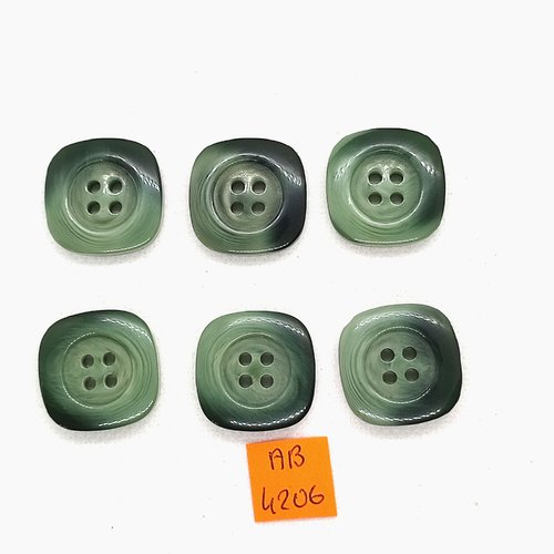 6 boutons en résine vert - 24x24mm - ab4206