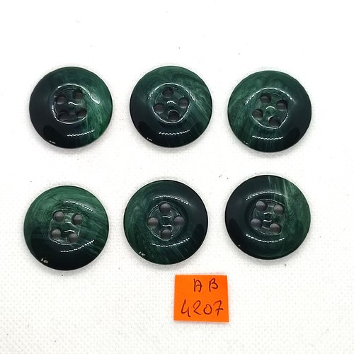 6 boutons en résine vert - 28mm - ab4207