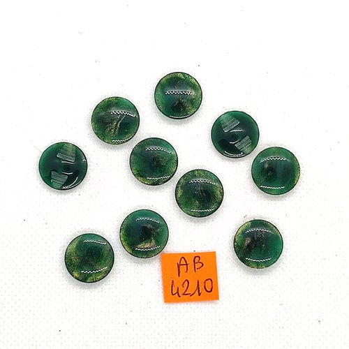 10 boutons en résine vert - 14mm - ab4210
