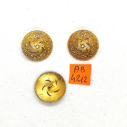 3 boutons en métal doré - 23mm - ab4212