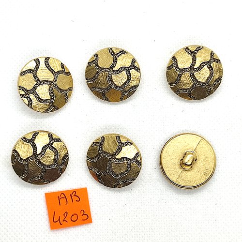 6 boutons en résine doré - 23mm - ab4203
