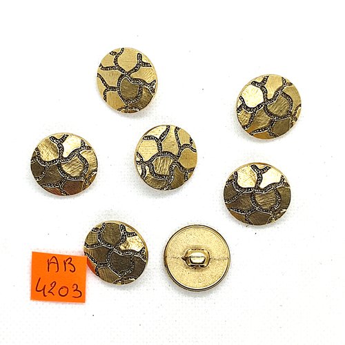 7 boutons en résine doré - 21mm - ab4203