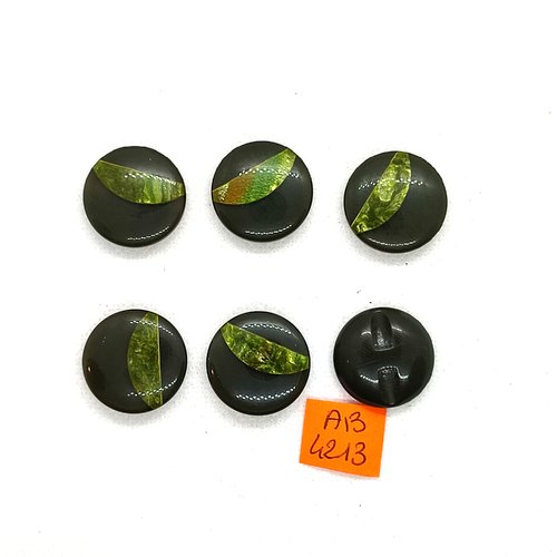 6 boutons en résine vert - 22mm - ab4213