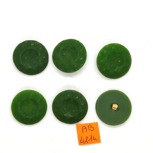 6 boutons en résine vert - 26mm - ab4214