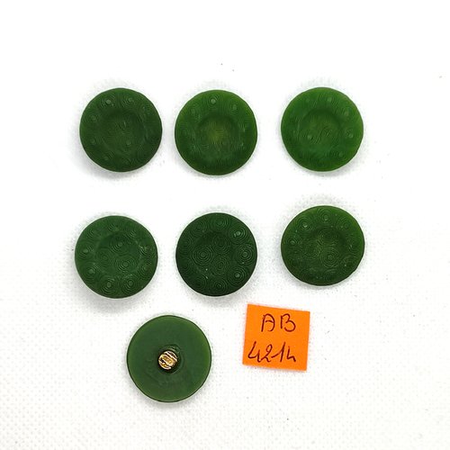 7 boutons en résine vert - 21mm - ab4214