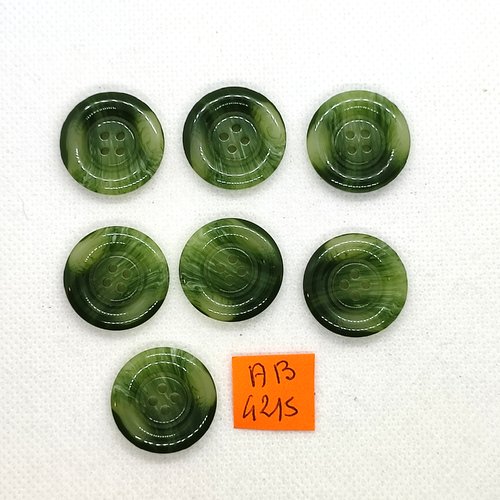 7 boutons en résine vert - 22mm - ab4215
