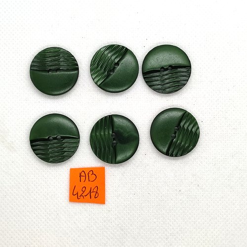 6 boutons en résine vert - 22mm - ab4218